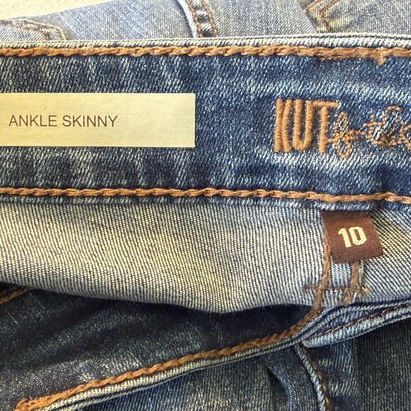 Kut from the Kloth Ankle Skinny Jeans Womens 10 Medium Wash Frayed Hem Stretch - Picture 7 of 8